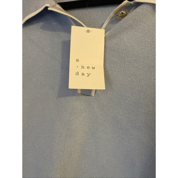 Women's Short Sleeve Polo Collar Pullover Sweater Blue - A New Day 1X NWT - Picture 5 of 6